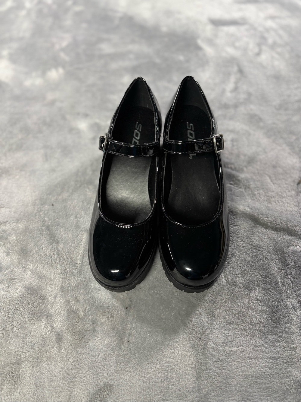 Soda Black Patent Mary Jane Strap Shoes